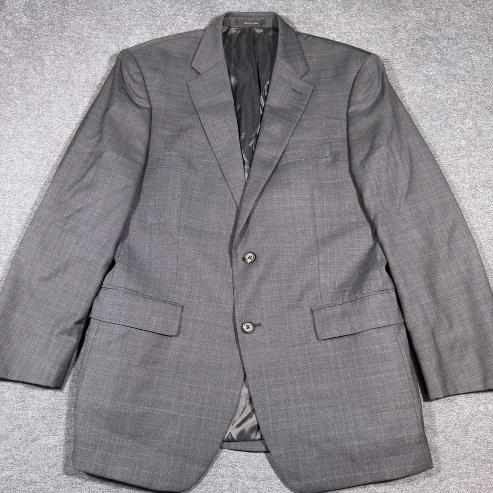 Lauren‎ Ralph Lauren Suit Jacket Mens 41R Gray Plaid 100% Wool Two Button Blazer